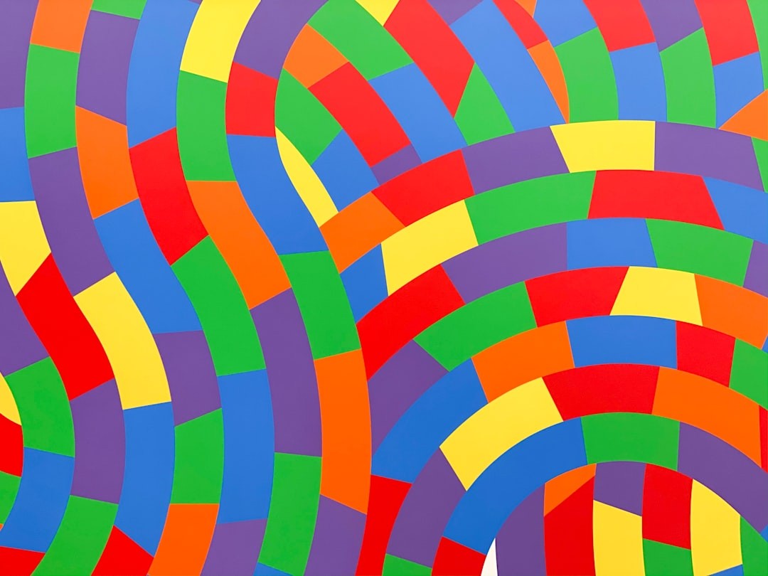 a painting of a multicolored pattern with a white background